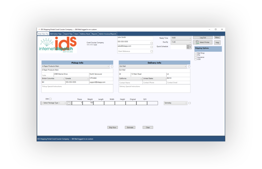 Shipping Portal for Delivery Software